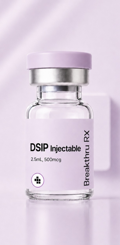 DSIP Injectable vial with lavender cap, 2.5mL 500mcg.
