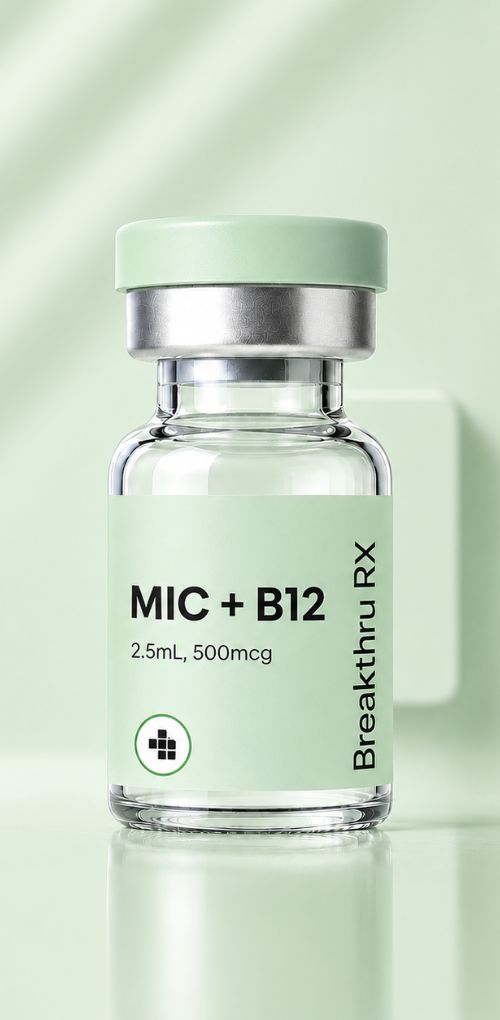 Breakthru Rx MIC + B12 injectable vial for energy and metabolism.