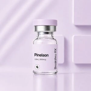 "Vial labeled Pinealon on a lavender background."