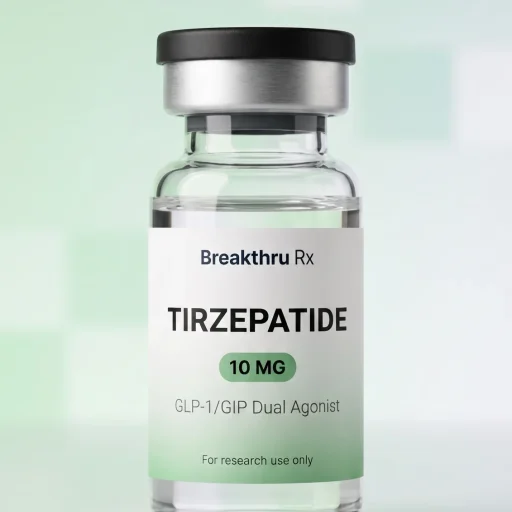 Tirzepatide 10mg GLP-1/GIP dual agonist vial by Breakthru Rx