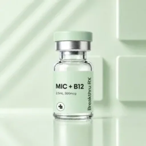 Vial labeled MIC + B12 on a green background